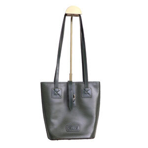 VTG Dooney & Bourke Bucket Bag Emerald Green Yellow Leather A0053983 USA Made